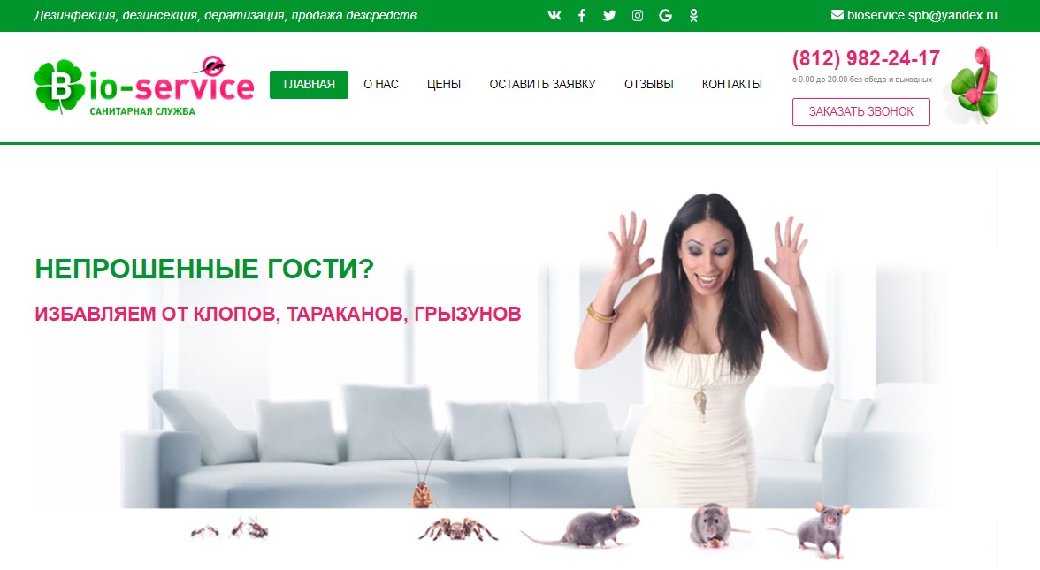 Продвижение сайта дезинфекции и дезинсекции