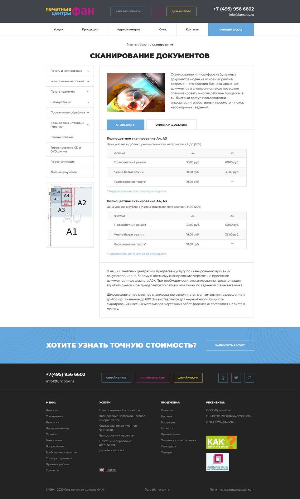 Корпоративный сайт для печатного центра